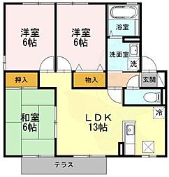 ガーデンビレッジB 3LDKの間取図画像