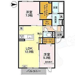 JR東海道・山陽本線 摂津富田駅 徒歩15分の賃貸アパート 2階2LDKの間取り