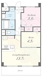 アルカコーバ 2LDKの間取図画像