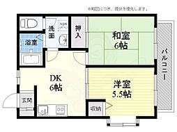 ルミエールN 2DKの間取図画像