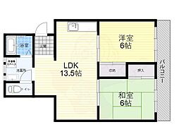 YUUハイツ 2LDKの間取図画像