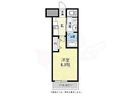 ワコーレヴィータ高槻八丁畷町South 1Kの間取図画像