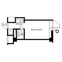 グリーンハウスNO101 3階ワンルームの間取り