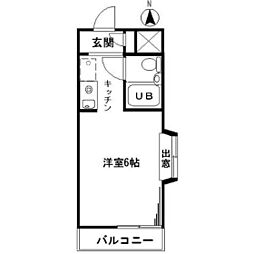 コーポワールド 5階ワンルームの間取り