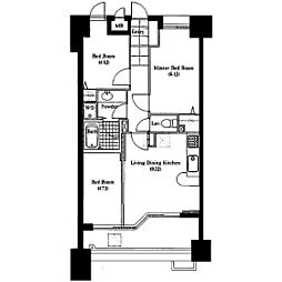 ラナイタウンルネッサンスグランドハイライズ 3DKの間取図画像