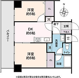 朝日プラザ東戸塚 2DKの間取図画像