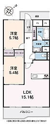 湘南グリーンハイツ1号棟 2LDKの間取図画像
