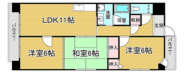 京都府長岡京市開田4丁目(賃貸マンション3LDK・2階・65.56㎡)の写真 その2