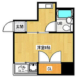 阪急京都本線 西京極駅 徒歩11分の賃貸マンション 2階1Kの間取り