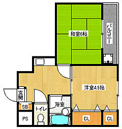 京阪本線 神宮丸太町駅 徒歩9分の賃貸マンション 4階2Kの間取り