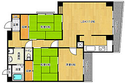 京阪宇治線 観月橋駅 徒歩11分の賃貸マンション 6階3LDKの間取り