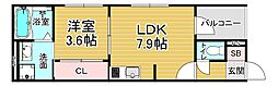 京都地下鉄東西線 醍醐駅 徒歩6分の賃貸アパート 1階1DKの間取り