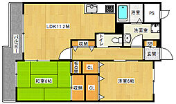 JR東海道・山陽本線 桂川駅 徒歩9分の賃貸マンション 2階2LDKの間取り