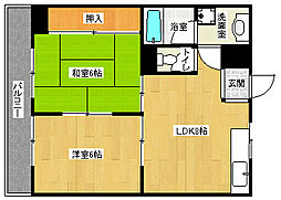 京都市営烏丸線 四条駅 徒歩9分の賃貸マンション 2階2DKの間取り
