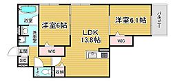 ハイダウェイ両替町 2LDKの間取図画像
