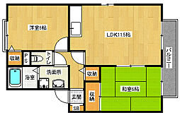 セジュール扇田A 2LDKの間取図画像