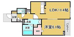 近鉄京都線 伊勢田駅 徒歩26分の賃貸アパート 1階1LDKの間取り