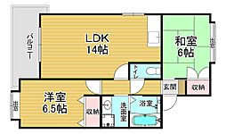 メゾンルトゥール南修学院A棟 2LDKの間取図画像