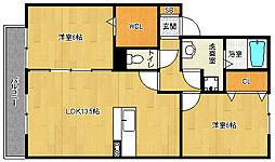 セジュールハピネスC 2LDKの間取図画像