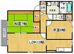 モンテカンパーニヤA 2LDKの間取図画像