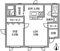 サンクレイン 1LDKの間取図画像