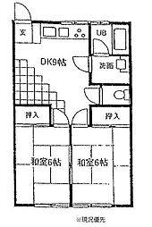 サンライズ・横浜 2DKの間取図画像