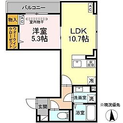 D'Bless横濱岸根公園I 1LDKの間取図画像