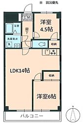 メゾンベルファーレ 2LDKの間取図画像