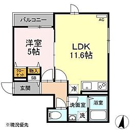 エムティヒルズ 1LDKの間取図画像