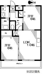 リヴィエール・ボー2 2LDKの間取図画像