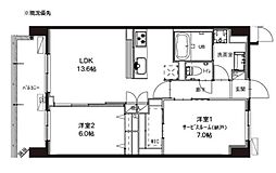 ブルーブラン新横浜 2LDKの間取図画像