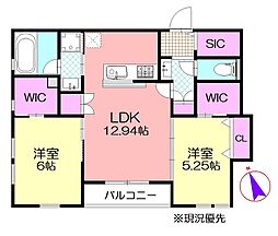 大倉山参番館 2LDKの間取図画像