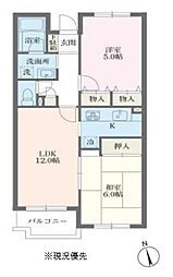 テラス都筑中央公園 2LDKの間取図画像