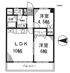 グランドールアキモト2 2LDKの間取図画像