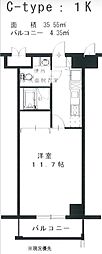 プリマベーラ 1Kの間取図画像