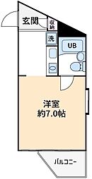 パレ・ドール西国分寺 1Kの間取図画像