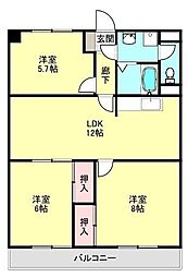 ラ・ルミナール 3LDKの間取図画像