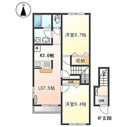 桜木ハイム 2LDKの間取図画像