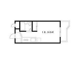 サンライズ国立 1Kの間取図画像