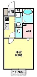メゾン鳥海 1Kの間取図画像