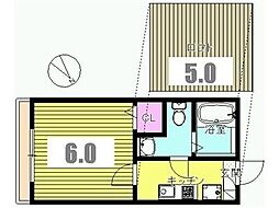ピュア立川一番館 1Kの間取図画像