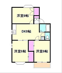 JR青梅線 昭島駅 徒歩24分の賃貸アパート 2階3DKの間取り