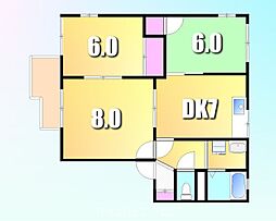 多摩都市モノレール 上北台駅 徒歩15分の賃貸アパート 1階3DKの間取り