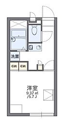 西武拝島線 東大和市駅 徒歩17分の賃貸アパート 2階1Kの間取り