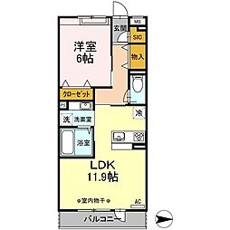 多摩都市モノレール 高幡不動駅 徒歩6分の賃貸アパート 3階1LDKの間取り