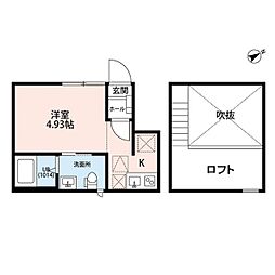 JR中央本線 立川駅 徒歩16分の賃貸アパート 1階1Kの間取り