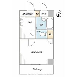 京王相模原線 京王永山駅 徒歩15分の賃貸マンション 3階1Kの間取り
