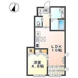 JR青梅線 牛浜駅 徒歩5分の賃貸アパート 1階1LDKの間取り