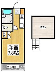 西武拝島線 東大和市駅 徒歩9分の賃貸アパート 1階ワンルームの間取り