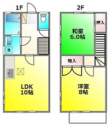JR中央本線 東小金井駅 徒歩15分の賃貸アパート 2階2LDKの間取り